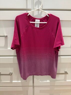 Athleta Girl Pink Ombre Power Up Sport Length Short Sleeve Athletic Tee